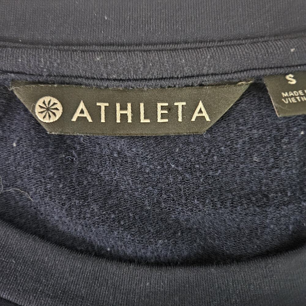 Athleta Snappy Sweatshirt S Navy Blue Pullover Athleisure Shoulder Sleeve Snaps - Picture 7 of 10